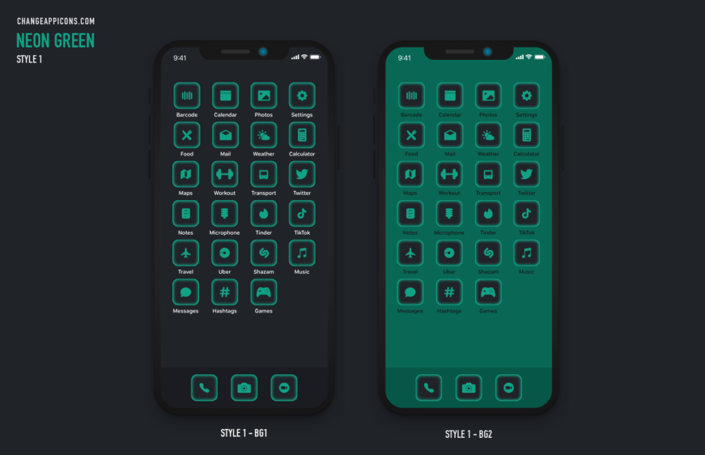 Neon Green App Icons iOS Style 1