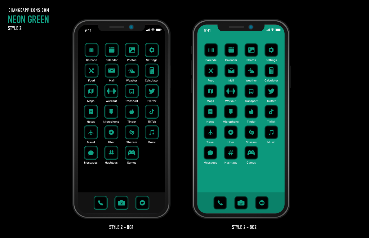 Neon Green App Icons IOS Style 2